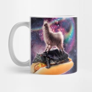 Llama Riding Giant Turtle on Hot Dog Mug